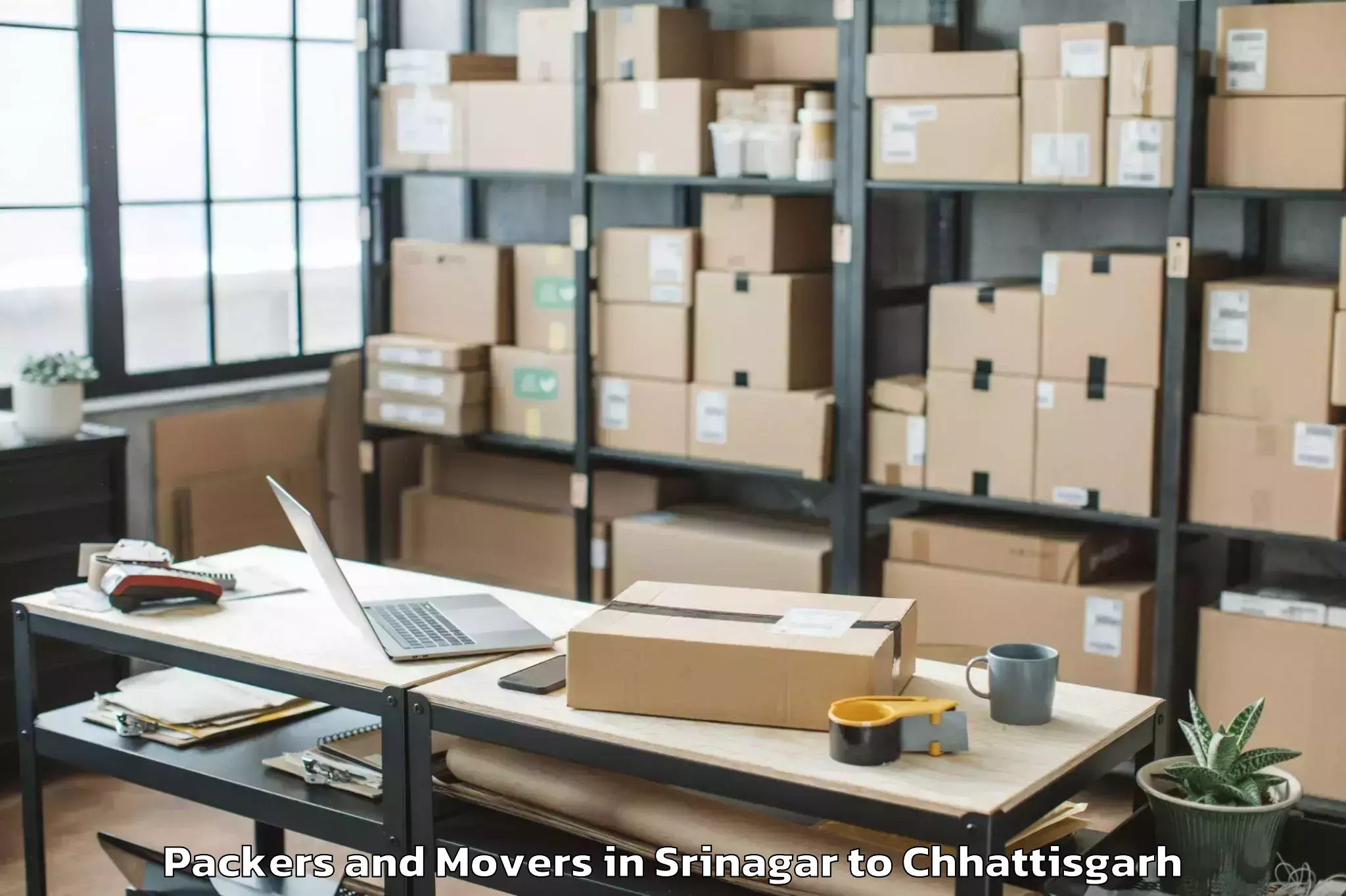 Srinagar to Kanker Packers And Movers